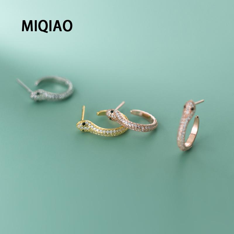 

Hoop & Huggie MIQIAO 925 Sterling Silver Animal Snake Hoops Earrings Punk Rose Gold Color Fine Jewelry For Women Zircon Female Cool Gift
