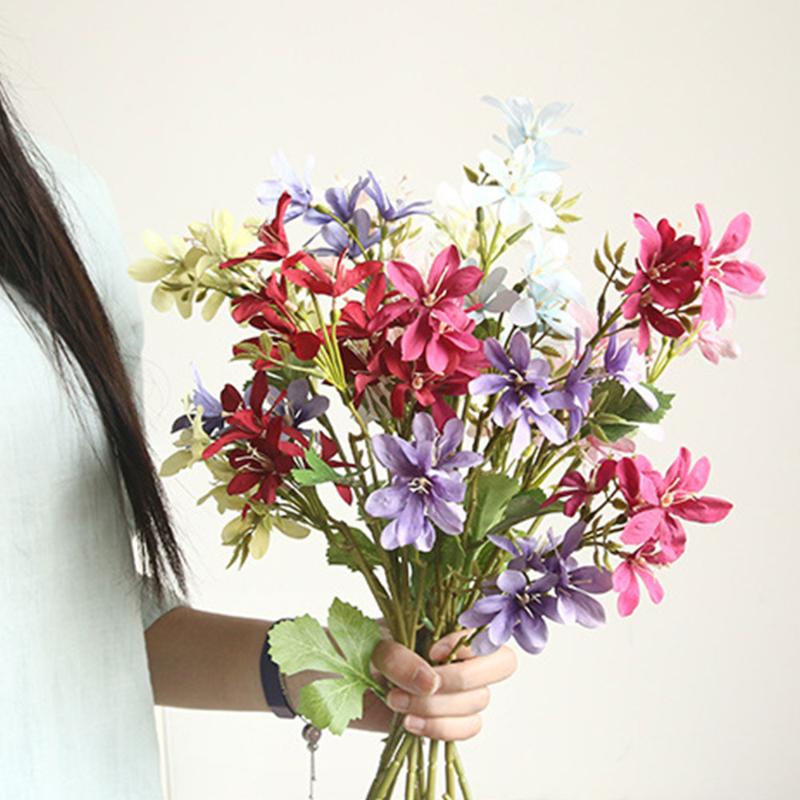 

Artificial DIY Lily Wedding Bridal Flowers Bouquet Silk flowers orchid Magnolia artificial for home decoration, White