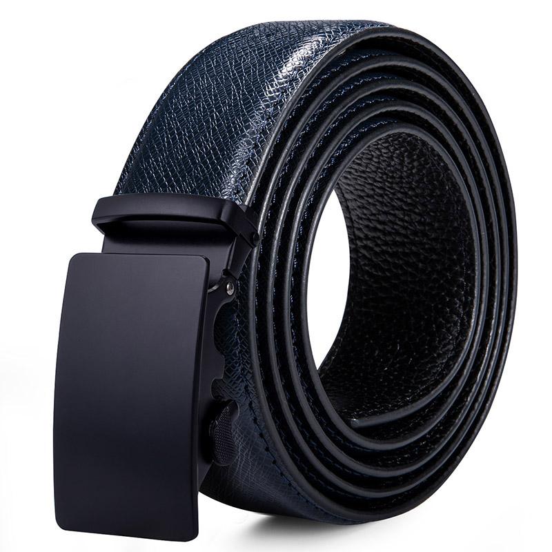 

2020 New Blue Men&#39s Designer Solid Leather Fashion Belts for Men Metal Buckle Cowskin Genuine Leather Belt Real Belts, Black;brown