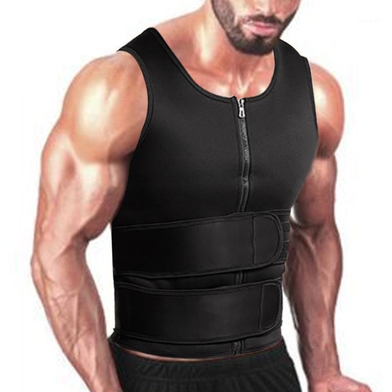 

Men Body Shaper Sauna Vest Waist Trainer Double Belt Sweat Shirt Corset Top Abdomen Slimming Shapewear Fat Burn Fitness Top1, Black