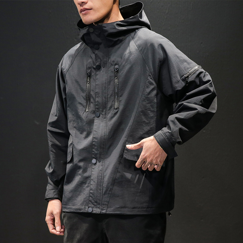 

New Men's Spring Models Wild Student Autumn Jacket Big Size Work Done with Tools 0h08, Black