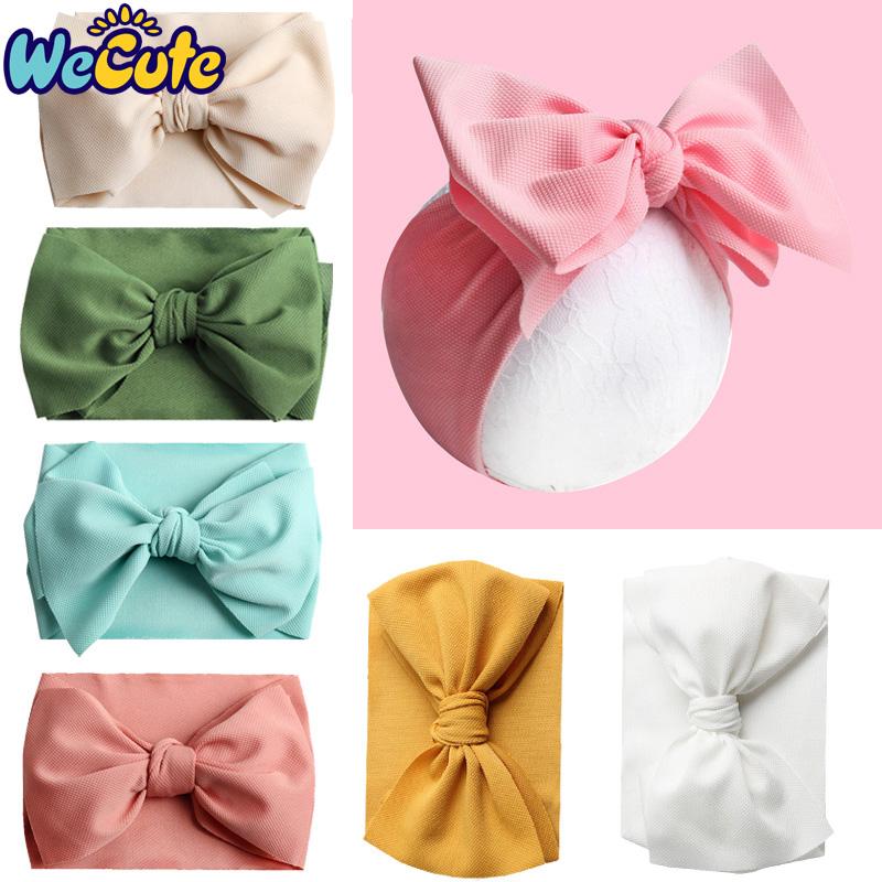 

Wecute Big Bow Headband For Girls Solid Large Hair Bows Elastic Turban Head Wraps Kids Top Knot Hairband Hair Accessories, White