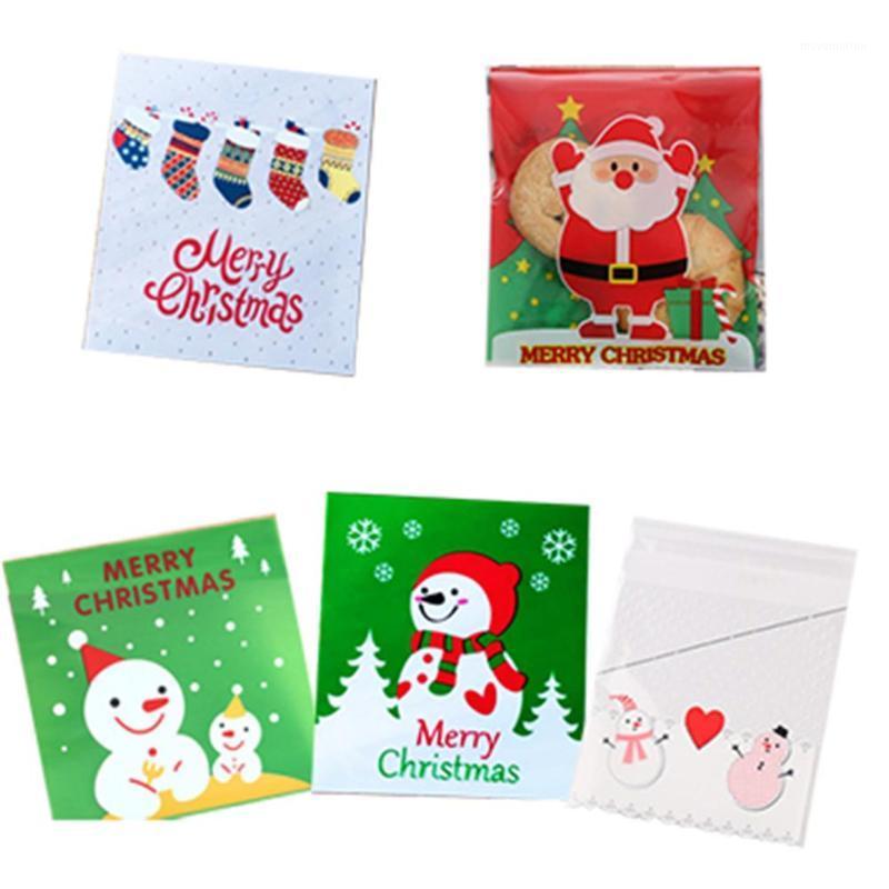 

Merry Christmas 100PCS 10*10CM Christmas Baking Biscuit Bag Handmade Soap Packaging Bag Nougat Egg Yolk Crispy Packs Home Decor1