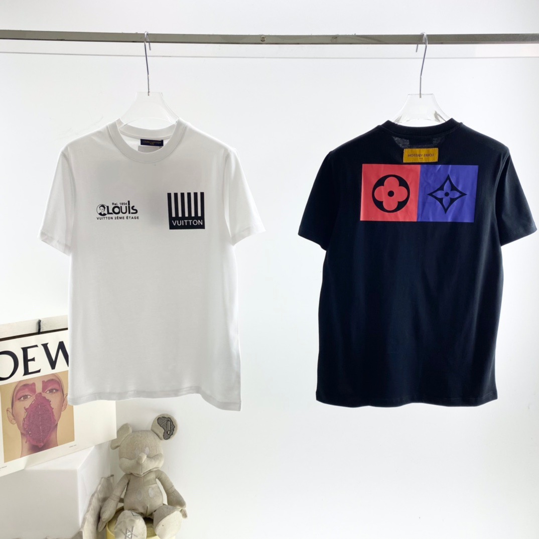 

2021ss spring and summer new high grade cotton printing short sleeve round neck panel T-Shirt Size: m-l-xl-xxl-xxxl Color: black white A697