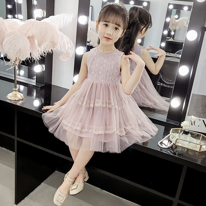 

2021 New Children Kids Embroidery Girls Clothes for Party Birthday Costume Tutu Lace Ball Gown 3-11y Lak0, Pink