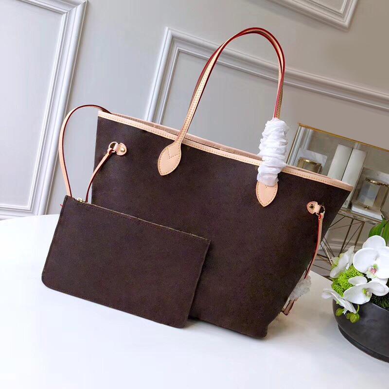 

Classic colors best quality genuine leather womens shoulder bag with box luxurys designers bags handbag chain bag crossbody bag totes, Brown grid-pink inside 40cm