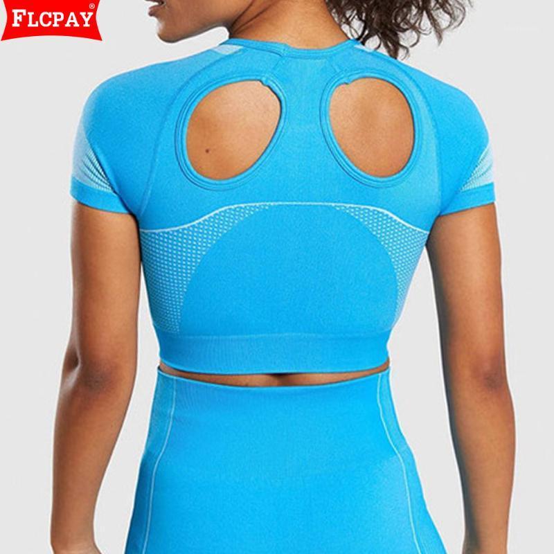 

Women's Seamless Short Sleeve Yoga Top Women Sports Fitness Gym Crop Top Workout Shirts High Stretchy Running Shirt Sportswear1, Black
