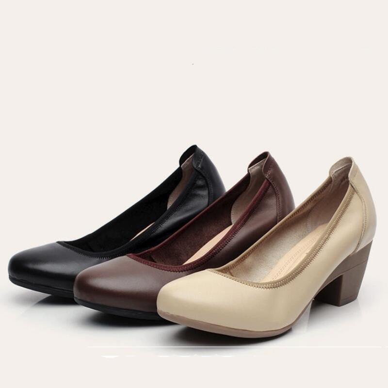 

Kitten Heels Size 34-43 Womens Genuine Leather Heels New Comfortable Dress Shoes Woman 5cm Work Shoes Women Basic Pump1
