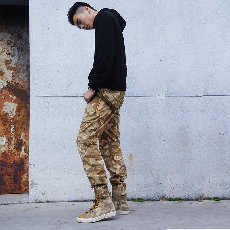 

2020 new spring camouflage style washing overalls beam combat tactical pants men loose beam cargo pants for men1, Brown camouflage
