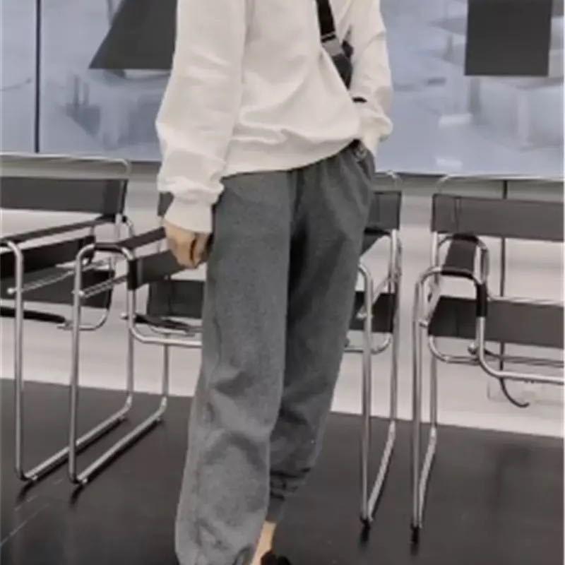 

Women Leisure Casual Loose Trousers With Pockets Elastic Waist Track Pants Streetwear Hip Hop Sweat Pants, Gray pants