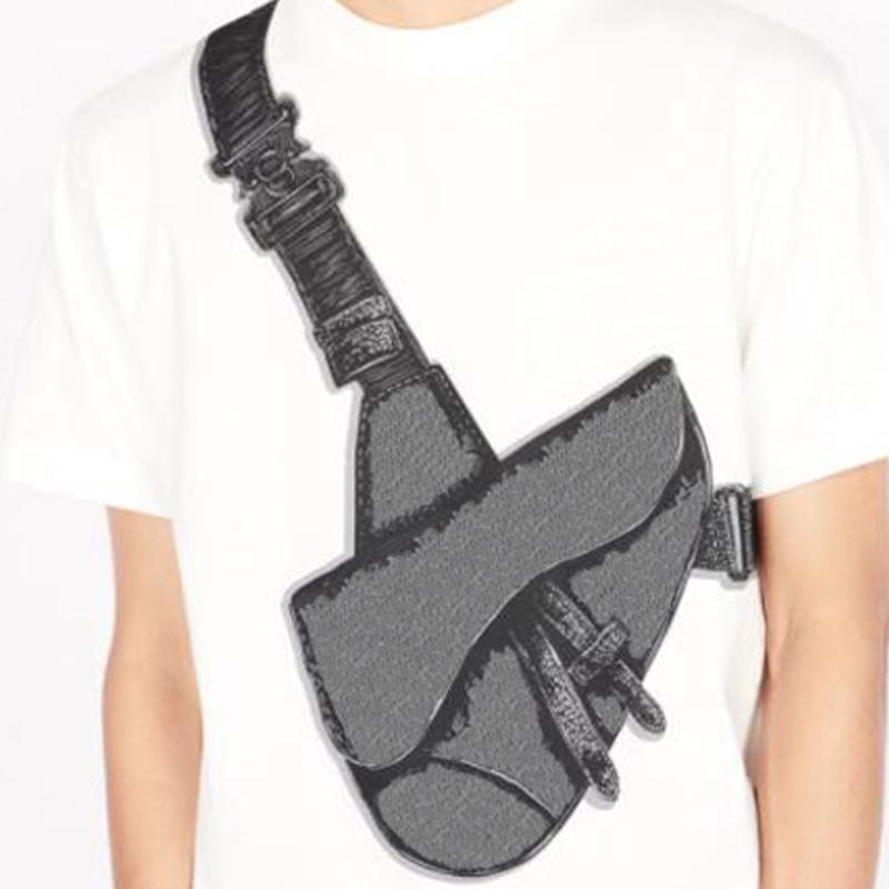 

20SS Saddle Bag Printed Tee Fashion High Street Short Sleeves Summer Casual T-Shirt Solid Color Breathable Men Women Crew Neck, White