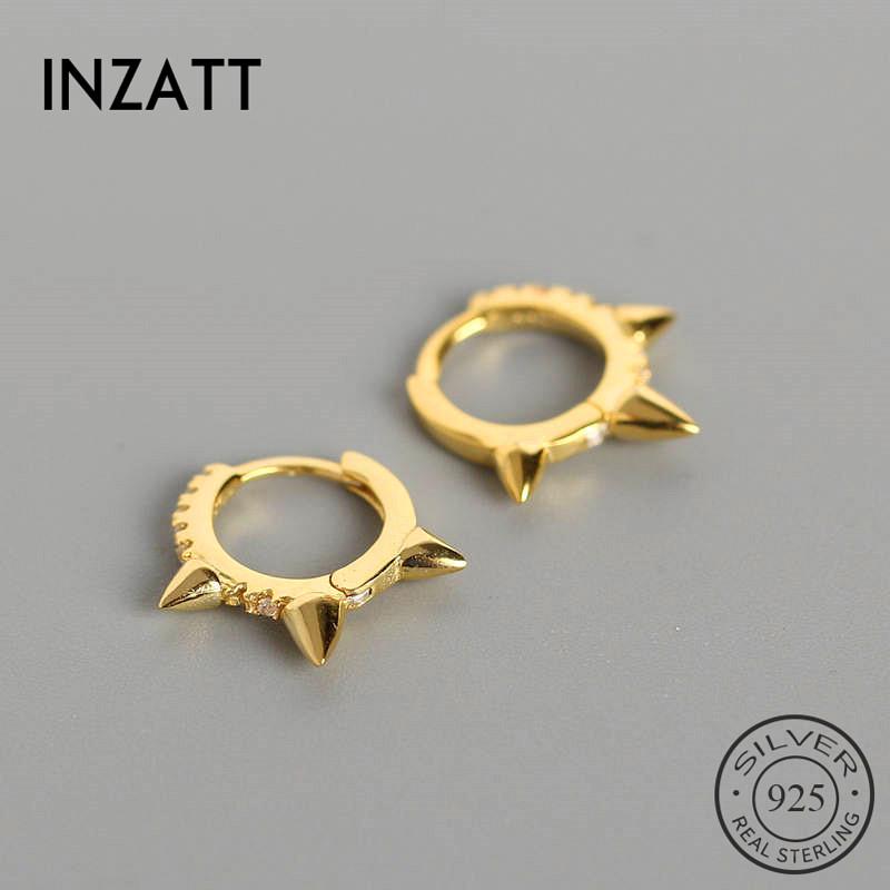 

INZAReal 925 Sterling Silve Zircon Hoop Earrings For Fashion Women Party Fine Jewelry Minimalist Accessories Punk Gift