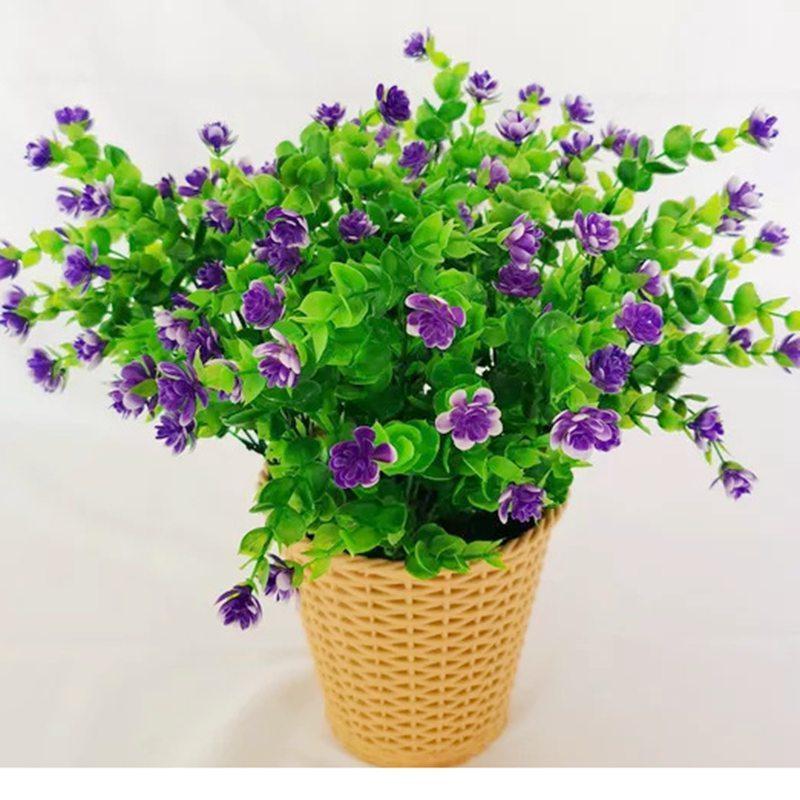 

Artificial Flowers Outdoor Plant Shrubs Boxwood Plastic Leaves Fake Bushes Greenery Window Home Yard Garden Wedding Decor1, Purple