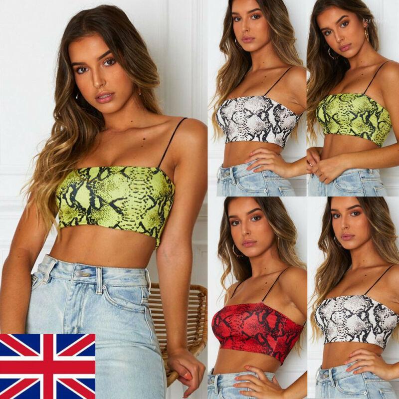 

Women Sexy Sleeveless Crop Tops Tee Snake Skin Print Tant tops Bodysuit Shirt1, Yellow