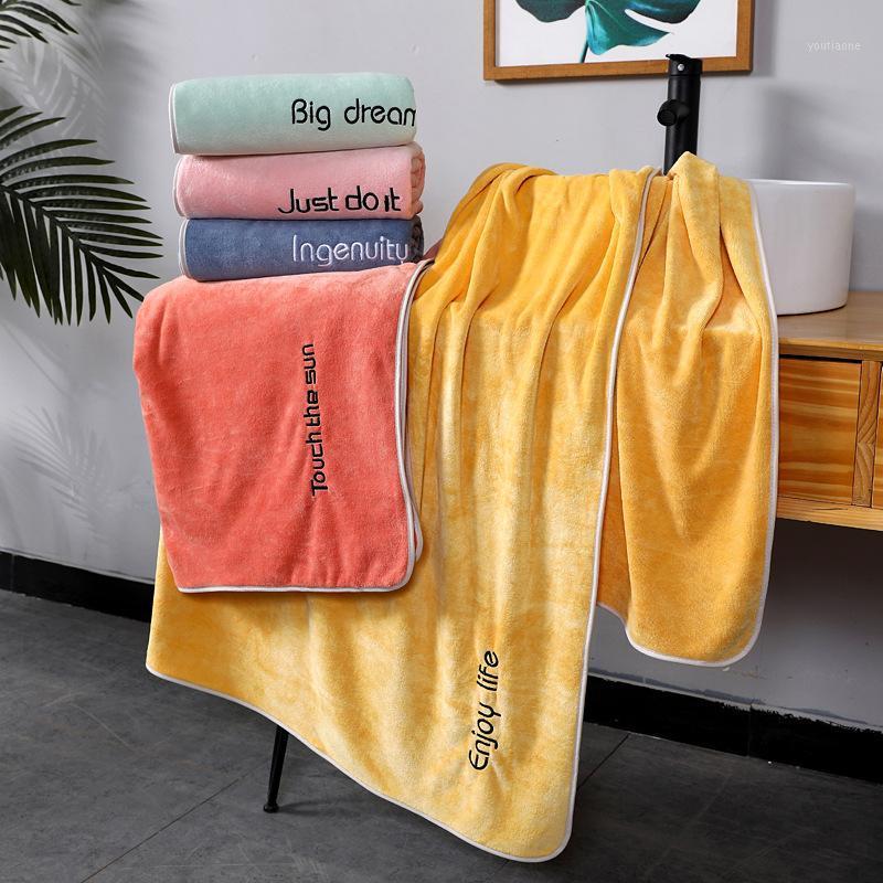 

80 * 180 Thickened and Enlarged Bath Towel Polyester Fiber Beach Towel Quick Drying Absorbent Household Bath1, Pink