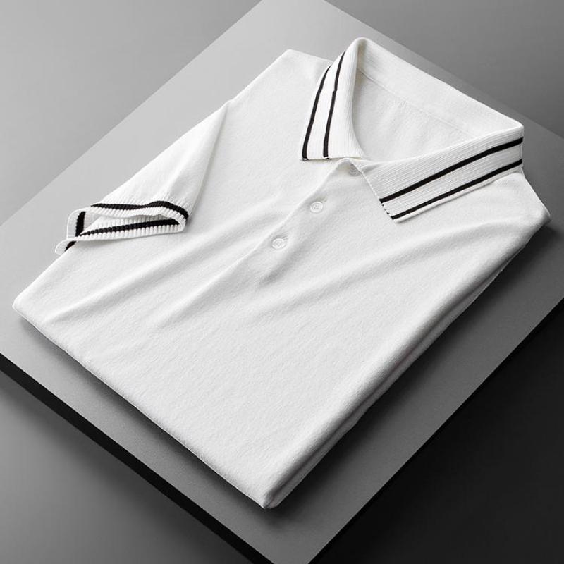 

Summer Knitted Mens T-shirts Luxury Black White Short Sleeve Casual Male T-shirts Fashion Slim Fit Casual Man