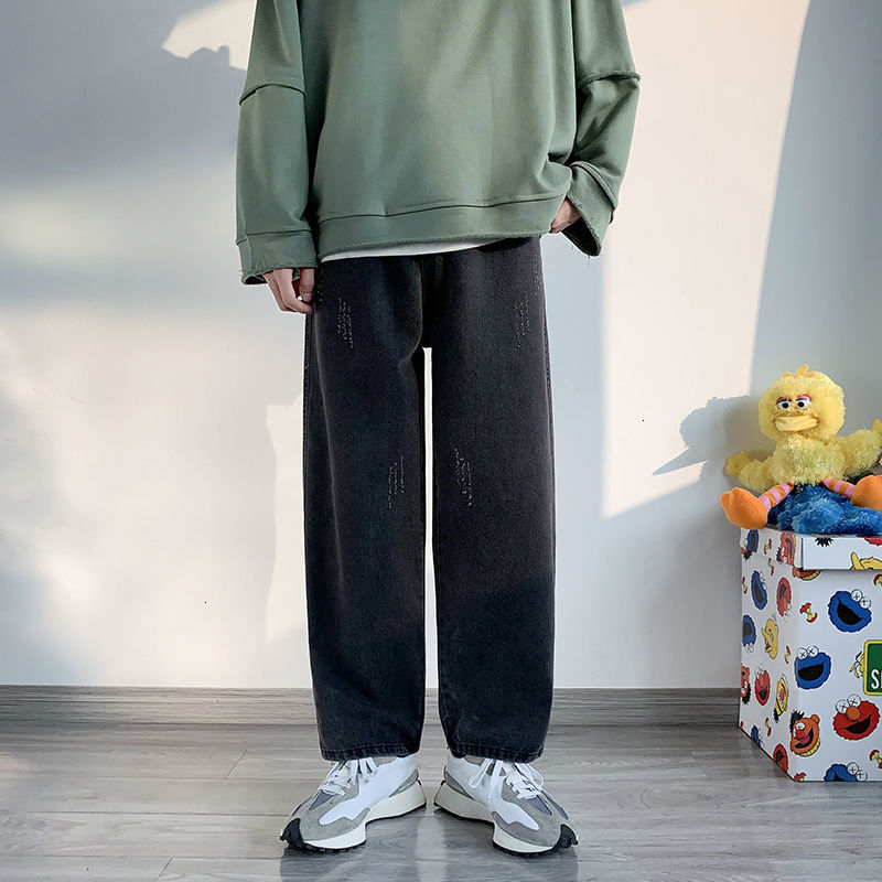 

Men's 2021 New Brem Spring Fresh and Old Water Mill Straight Down Street Leg Pants Wide Campus Youth Clothes G854, Blue