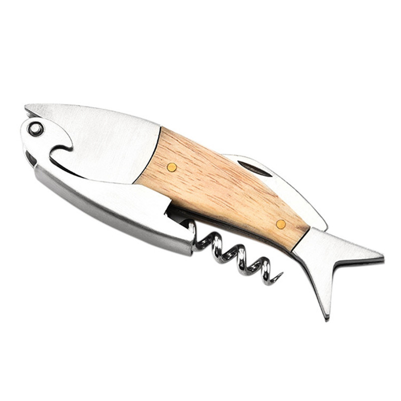 

Professional Stainless Steel Wooden Fish Bones Wine Opener Bottle Corkscrew Opener Premium Corkscrew For Red Wine DHL