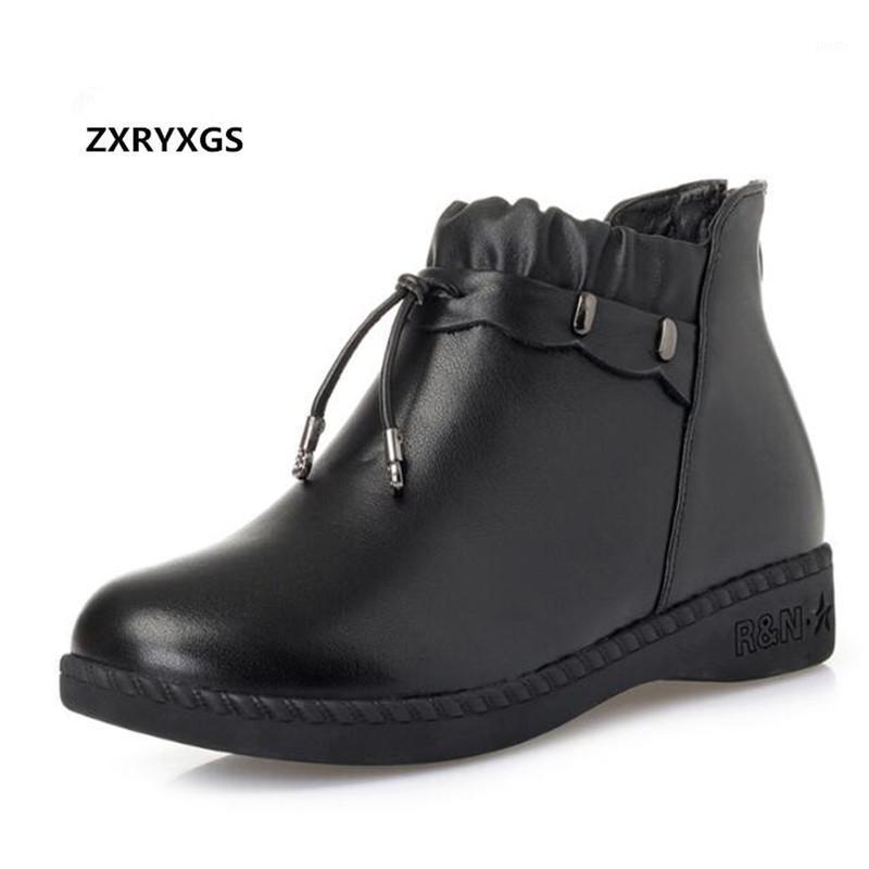 

Large Size Flat Leisure Single Real Leather Boots 2020 Newest Inside Short Plush Women Warm Shoes Winter Boots Women Shoes1, Black winter boots