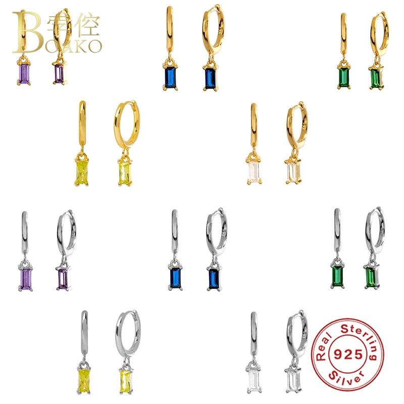 

925 Sterling Silver Bling Colorful Zircon Hoop Earring For Woman Valentine's Day Engagement Gift Hanging Pendientes Fine Jewelry