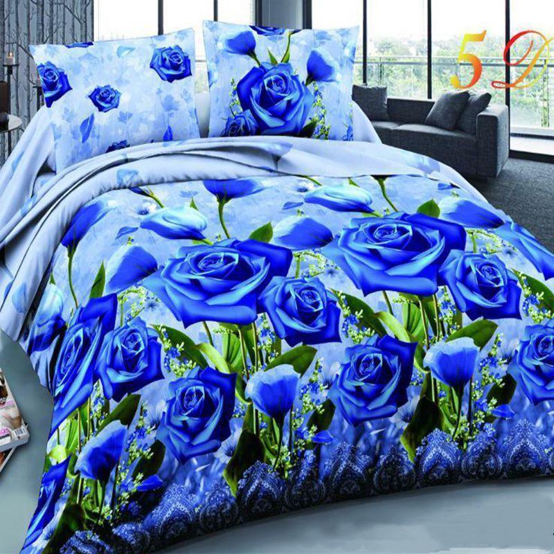 

Ropa De Cama Blue Rose Jacquard Bedding Set 5d Duvet Cover DH Definition Lifelike Plant Flower Cover Bed Set King Size 4 Pcs1, As the picture