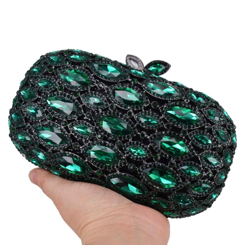

Fashion Luxury Green Crystal Evening Bags Female Wedding bridesmaid Purse Women Party Handbags Chain Bags Day Clutches sc806