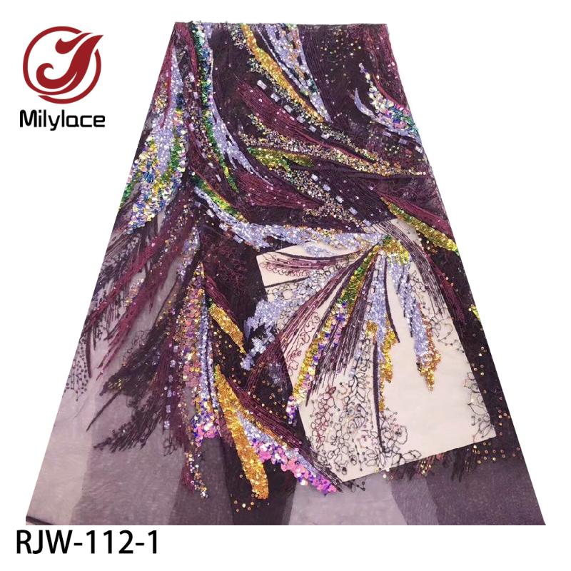 

Milylace 2020 Latest French Nigerian Laces Fabric High Quality Sequins Tulle African Laces Fabric for Wedding RJW-112