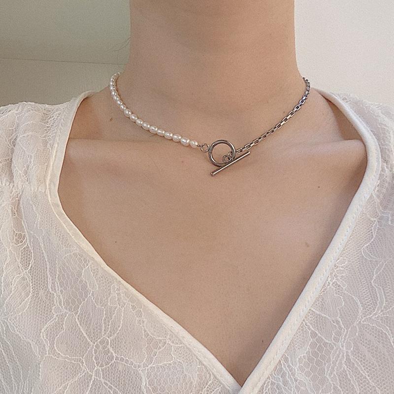 

2021 New Women Fine Jewelry Natural Freshwater Pearl Link Chains Necklaces for Women
