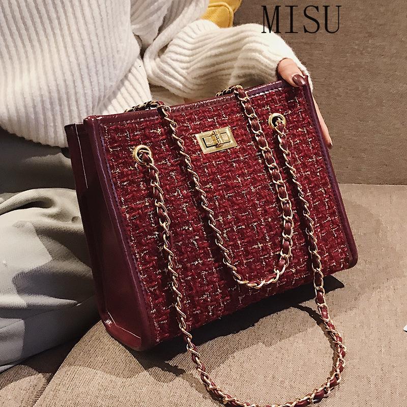 

Autumn Winter Small Purses And Handbags Set 2021 Fashion Chain Crossbody Bags For Women Korean Tote Bag Cute Wool Shoulder Bag, Black