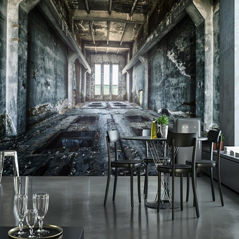 

Dropship Photo Wallpaper Modern Personality Nostalgic Retro Shop Black White Graffiti Wallpaper Mural Lobby, As pic