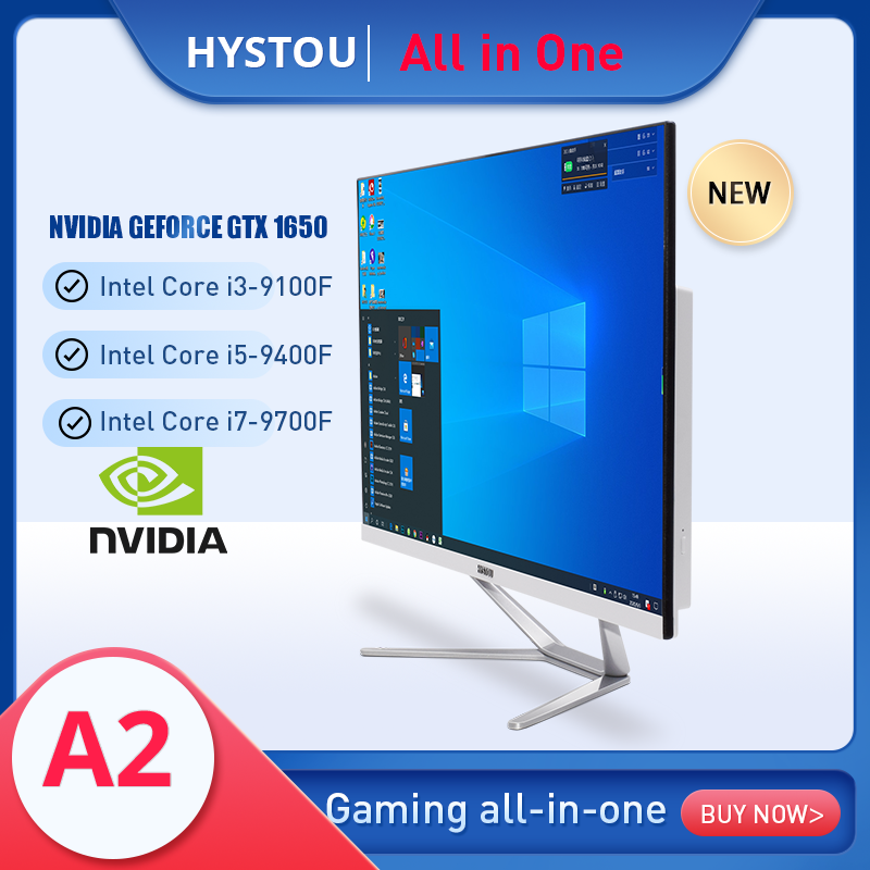 

HYSTOU desktop all in one PC computer27inch monitor for gaming desktop DDR3 i3 9100F 9400F 9700F dedicated card GTX1650 4G