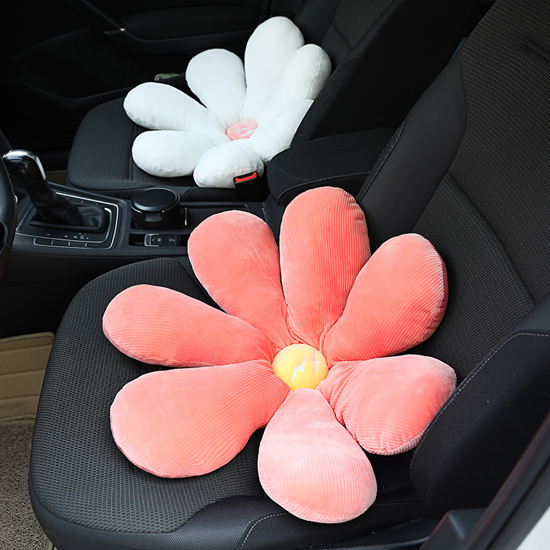 

Daisy Flower Car Seat Pillow Stuffed Red Flower Lift Chair Pillow Stuffed Waist Back Cushion for Girl Birthday gift Floor Mat Q0113, Light yellow