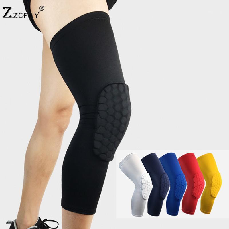 

Elbow & Knee Pads Breathable Sports Basketball Honeycomb Brace Leg Sleeve Calf Football Dance Compression Support Wholesale1, A white