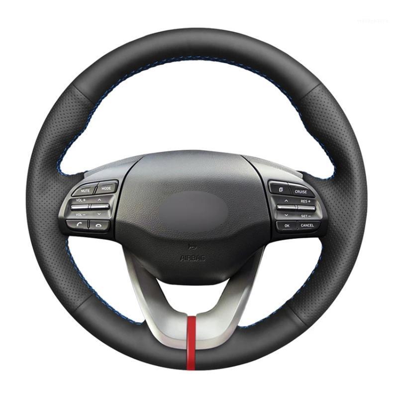 

Steering Wheel Covers Black Artificial Leather Hand-stitched No-slip Car Cover For Veloster 2022 I30 2022-2022 Elantra
