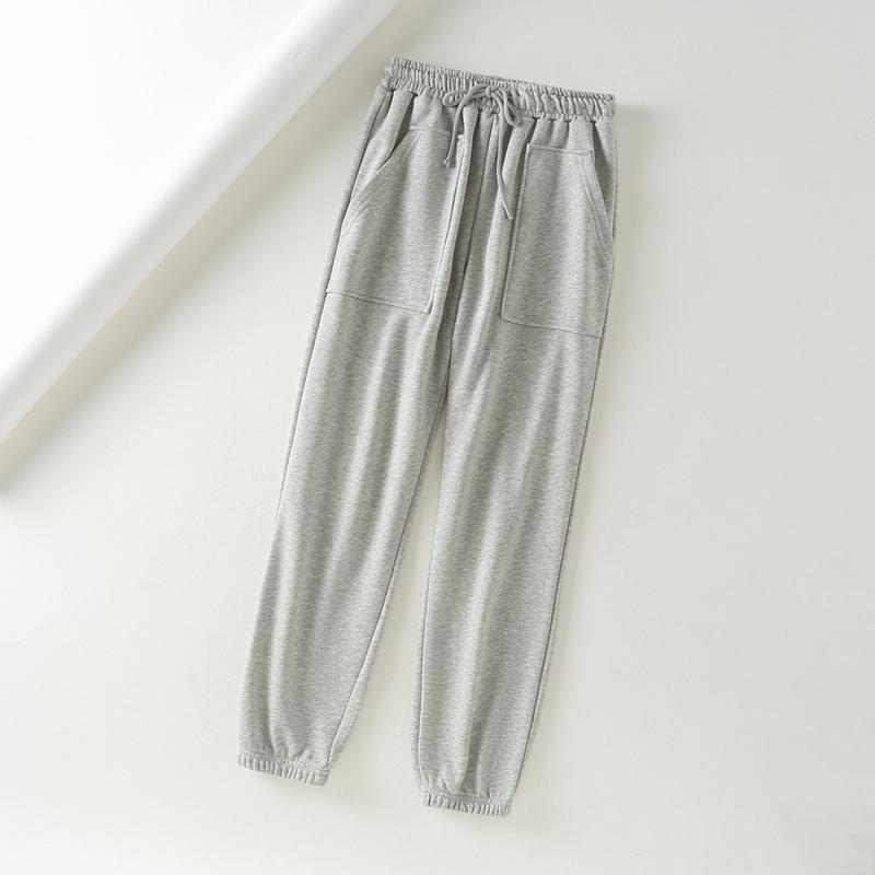 

2020 Autumn Women Candy Color Cotton Long Pants High Quality Big Strethy Waist Trousers Joggers Female Sweatpants, Black