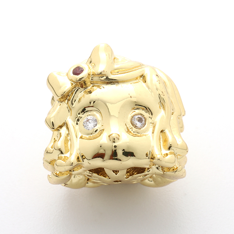 

1 Pair Singreal Micro Pave Beads Girl shaped DIY Jewelry Making Findings Copper Charm for Bracelet