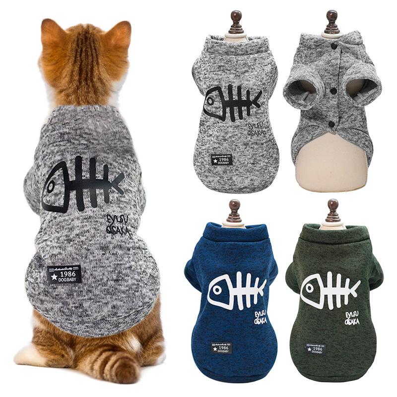 

Autumn Winter Warm Clothes For Small Cats Dogs Printed Cat Costumes Kitty Kitten Coat Jacket Sweatshirt Pet Cat Clothing Outfits, Green