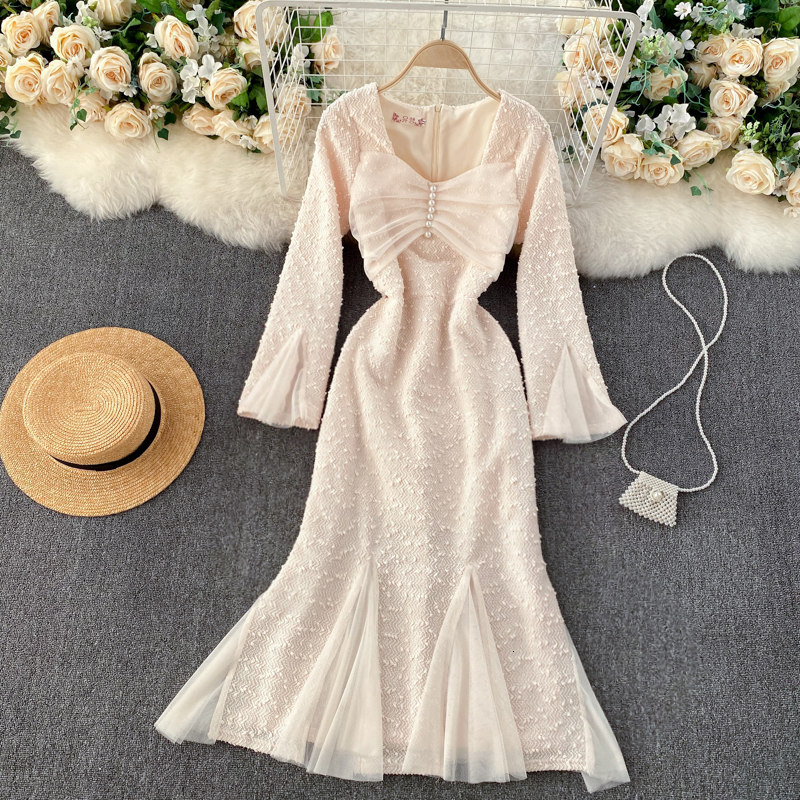 

2021 New Singiny design mesh splice elegant woman solid to-line dressed in autumn fashion streetwear dress P5IZ, Black
