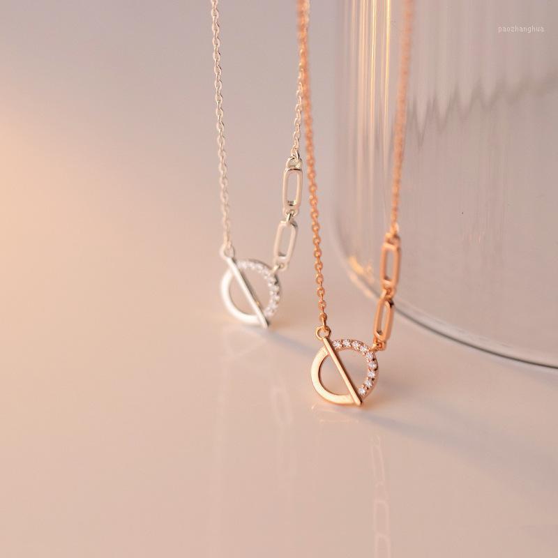 

Chains Solid 925 Sterling Silver Necklace For Women Teen Girls CZ Zircon Bar Round Circle Choker Necklaces Dainty Korean Jewelry 2022