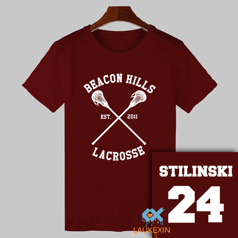 

2017 Summer Teen Wolf T-shirt Stiles Stilinski 24 Tshirt BEACON HILLS LACROSSE Tops Tee Shirts TeenWolf Funny T Shirt Women Men Y200930, Women maroon 24