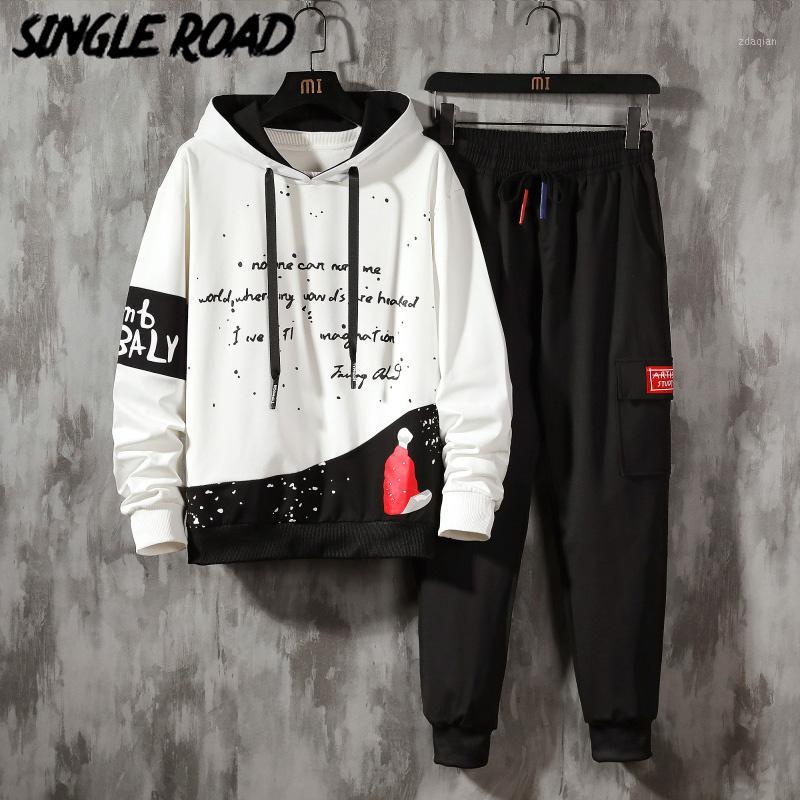 

SingleRoad Mens Tracksuit Men Sets 2020 Patchwork White Hoodie Japanese Streetwear Long Sleeve Sportswear Hip Hop 2 Pieces Set1, White sets