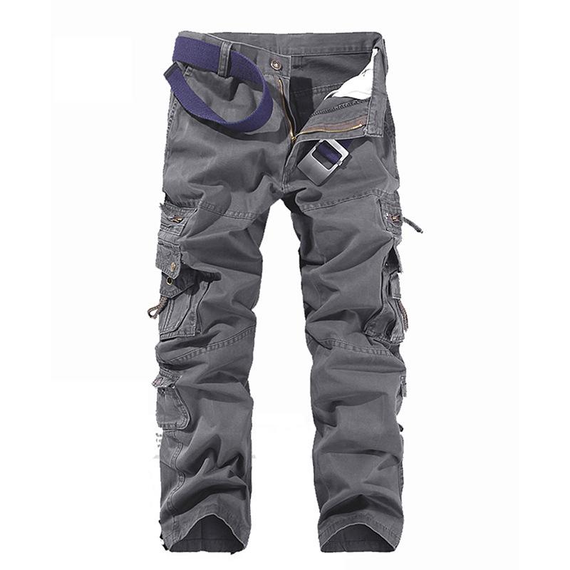 

2020 New Man Army Camouflage Cargo Pants Multi-pocket Overalls Casual Baggy Camouflage Trousers Men Loose Pants, Black