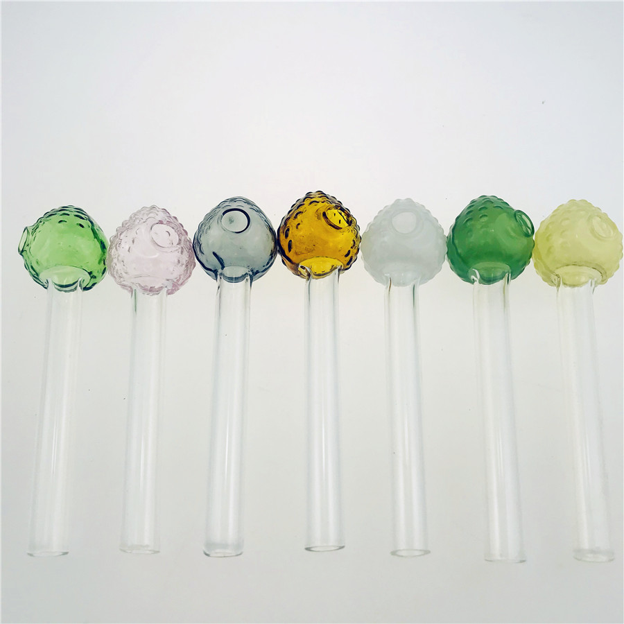 

Strawberry Head Straw Colorful Mini Glass Pipes Clear Tube With Strawberry Style Bowl Glass Oil Burners Hand Pipes Mini Smoking Pipes