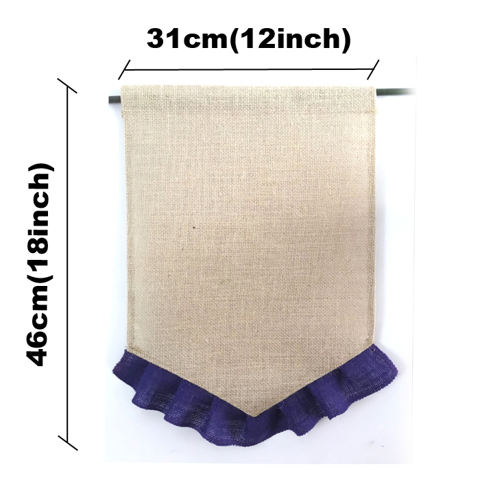 

31*46cm Burlap Garden Flag DIY Jute Ruffle Linen Yard Hanging Flag Portable Blank Banner House Christmas Wedding Decoration EEE2606