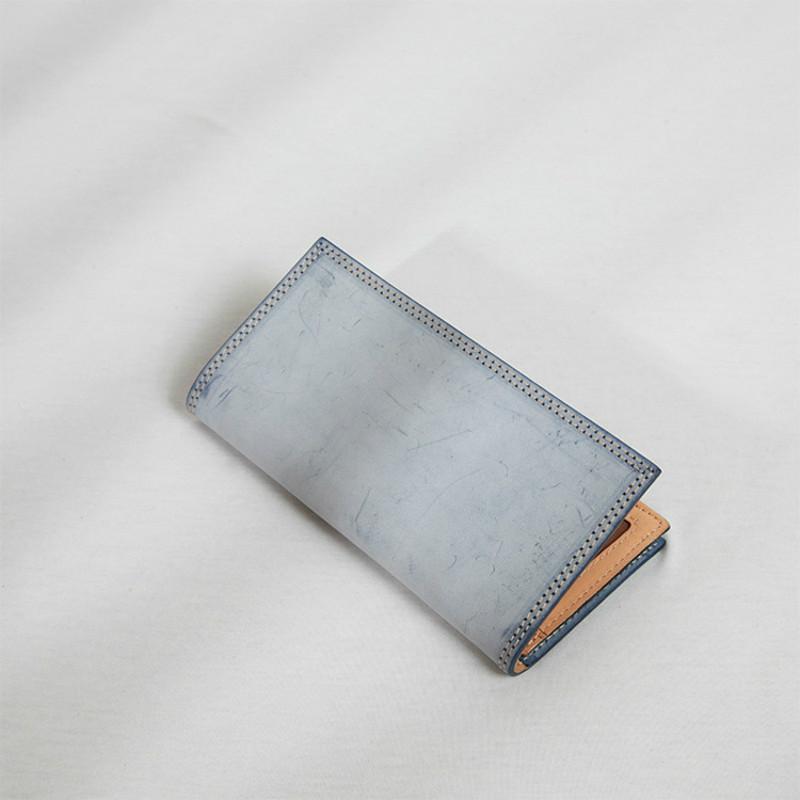 

Men's wallet Japanese style leather top leather purse, Sky blue