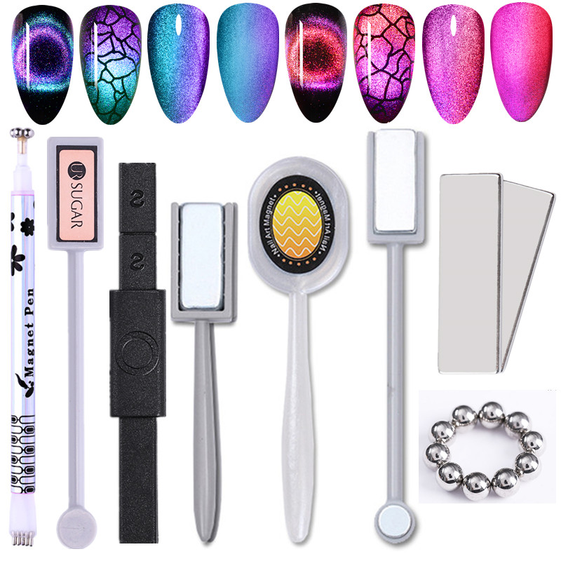 

Multi-funcation 12 in 1 Magnetic Nail Art Stick 9D Cat Eyes Effect Strong Magnet Board Painting Gel Nail Polish Tool, 17
