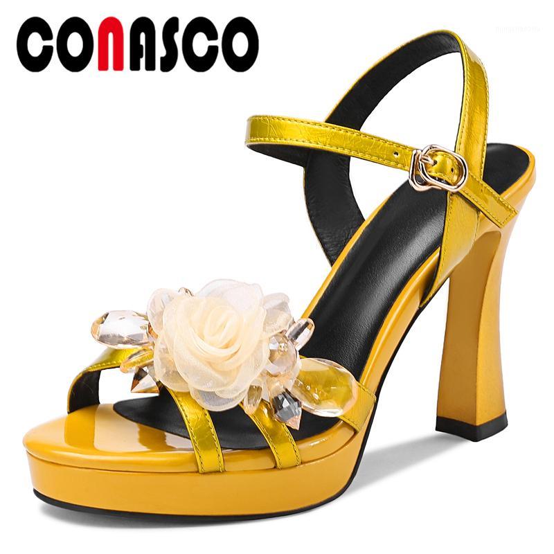 

CONASCO Women Sandals Summer 2020 New Flower Crystal Pumps Fashion Elegant Wedding Party Casual High Heels Platforms Shoes Woman1, Silver