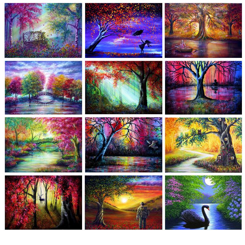 

5D DIY diamond painting full circle diamond embroidery landscape color painting mosaic rhinestone decoration