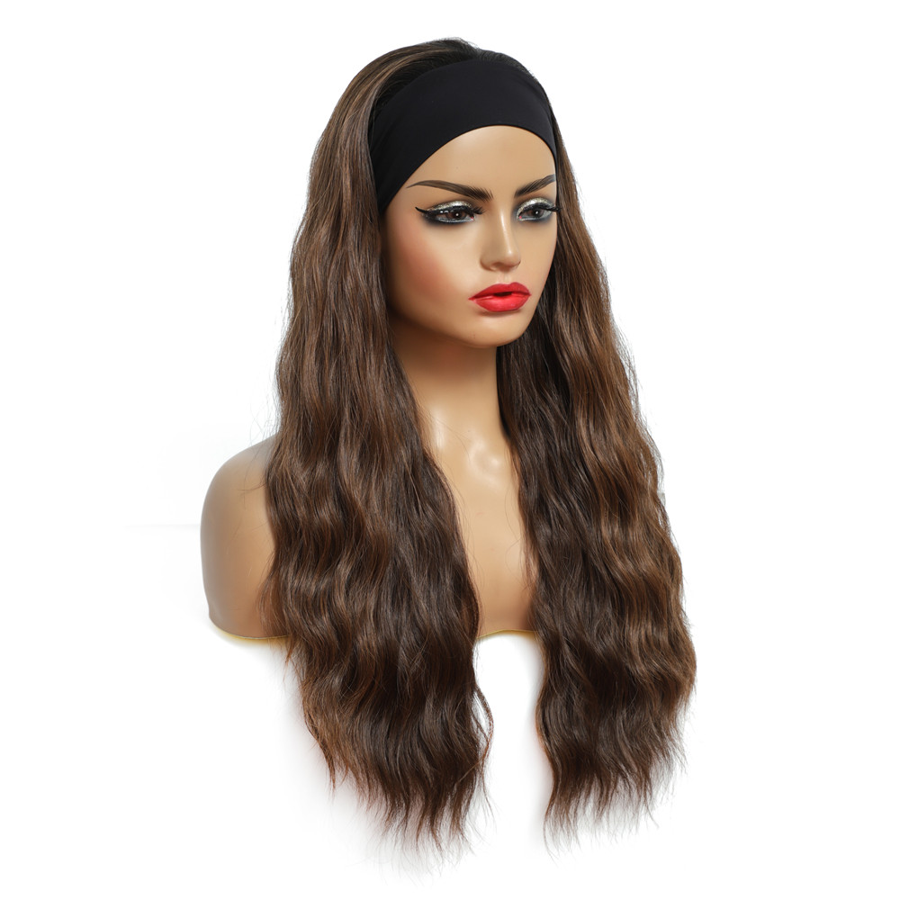 Costume Accessories Headband Wig Natural Wave Hair For Black Women Long Wavy Brown Red Wigs Heat Resistant Full Machine Glueless Synthetic-image-749078566