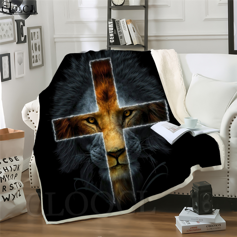 

CLOOCL Christian Jesus Lion 3D Print Harajuku Air Conditioning Blanket Sofa Teens Bedding Throw Blankets Plush Quilt